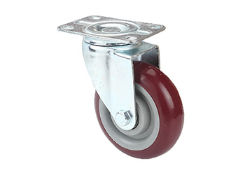 Swivel Caster Red PU-PP wheel double ball bearing