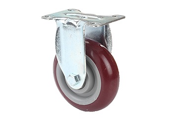 Rigid Caster Red PU-PP wheel double ball bearing